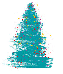 christmas tree grunge brush drawing art vector