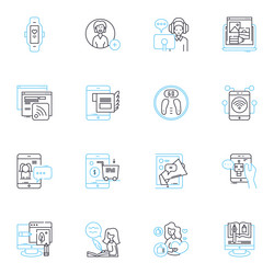 digital technique linear icons set algorithm vector image