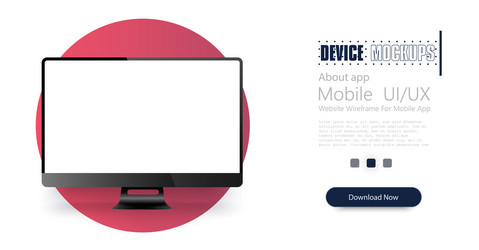 realistic computer monitor isolated on modern red vector image