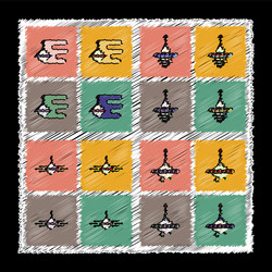 set of flat shading style icons rotating vector image