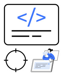 developer reviewing code on tablet with focus vector image