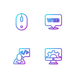 set line web development front end computer vector image