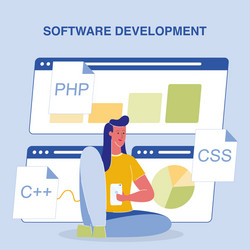 software development color poster with text vector image