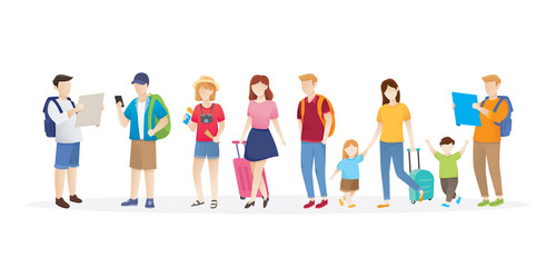 Set people traveling vector