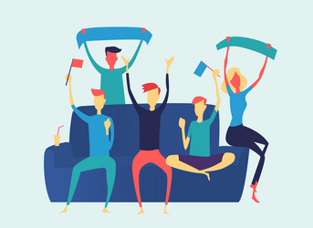 Excited Fans Watching Football Game Vector Image