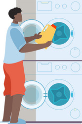 Man Adding Detergent to Washing Machine vector image