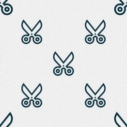 scissors icon sign seamless pattern with geometric vector image