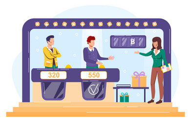 Tv game show answering question or solving puzzles vector