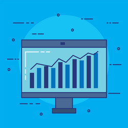 computer monitor with statistics vector image