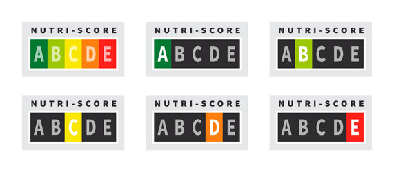 Nutri-score icons food rating system signs health Vector Image