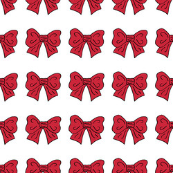 seamless pattern with festive red bow on white vector image