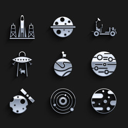 set moon with flag solar system planet mars vector image