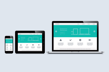 smartphone tablet and laptop responsive webdesign vector image