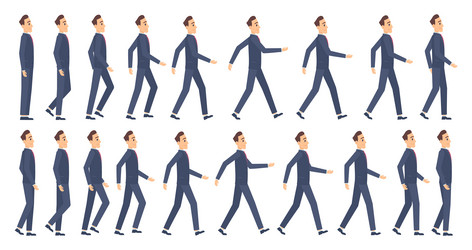 walking animation business characters 2d vector