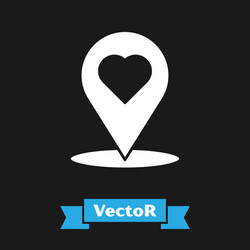 white map pointer with heart icon isolated vector image