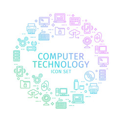 computer technology round design template thin vector image