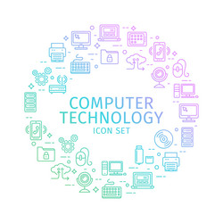 computer technology round design template thin vector