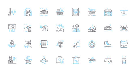 Corporate trips linear icons set business vector