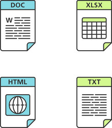files format color icons set text web and data vector image