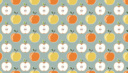 seamless pattern with apples and half apple vector image