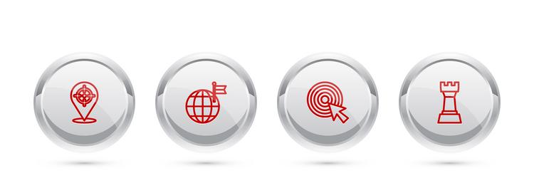 set line target planet with flag arrow and chess vector image
