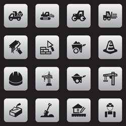 set of 16 editable structure icons includes vector image