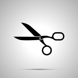 Simple Black Scissors Icon with Shadow vector image