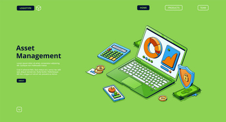 Asset Management Analytics Landing Page vector image