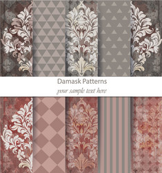 damask patterns set collection baroque vector image
