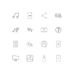 files and folders sign linear thin icons set vector image