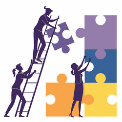 teamwork collaboration completing puzzle solution vector image
