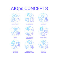 gradient thin line icon set for ai ops vector image