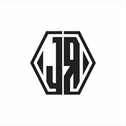 jr logo monogram with hexagon line rounded design vector image