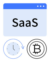 saas concept with bitcoin and time management vector image
