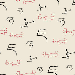seamless pattern with cave drawings vector image