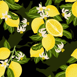 seamless pattern with lemon tree branch vector image