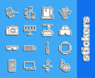 set line social network processor vector image