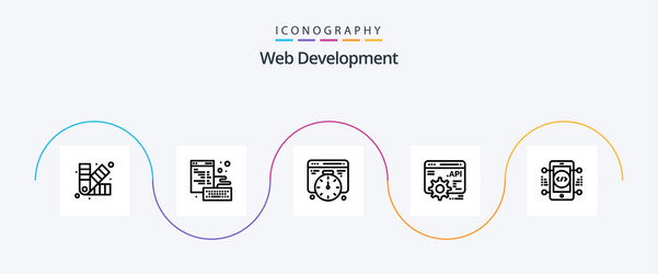 web development line 5 icon pack including vector image