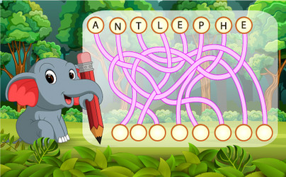 logic puzzle game for study english with elephant vector image