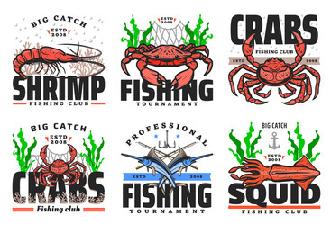 seafood and marlin fishing fisher club tournament Vector Image