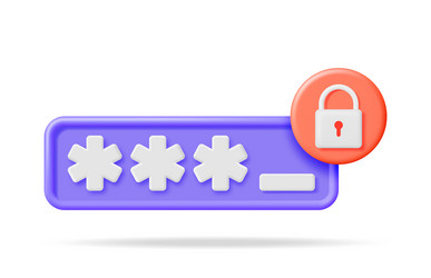 3d password field with padlock isolated vector