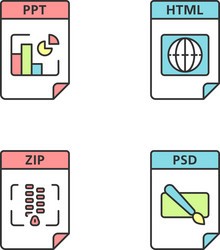 files format color icons set presentation webpage vector image