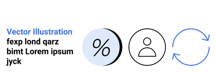 percentage symbol user profile and reload circle vector image