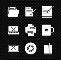 set document folder blank notebook and pen vector image