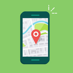 smartphone with navigation app and red pin vector image