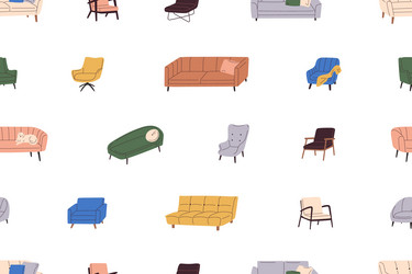 Sofas armchairs pattern seamless background vector