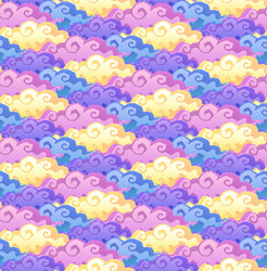 Blue pink yellow and violet cartoon style clouds vector