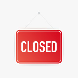 Closed only hanging sign on white background vector