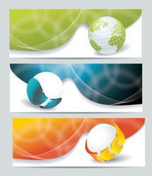 Collection banner design with glass balls vector