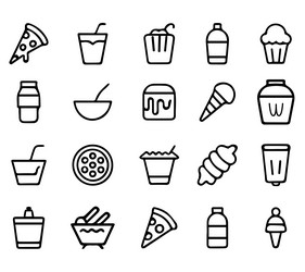 food and drink icon set line art graphic design Vector Image